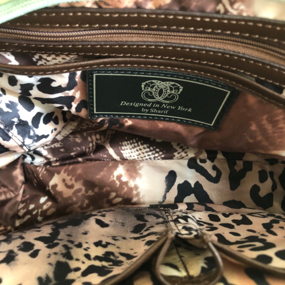 Sale! New Sharif Celadon Green Genuine Leather Embroidered Floral Bag - Picture 6 of 13
